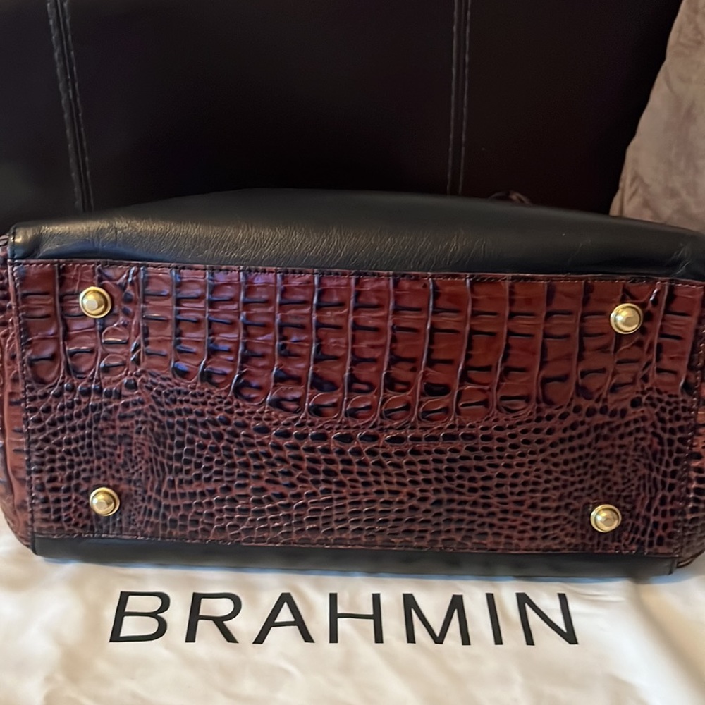 🌷RARE BRAHMIN BLACK TUSCAN BOWLER LARGE SATCHEL WITH MAKE UP BAG🌷